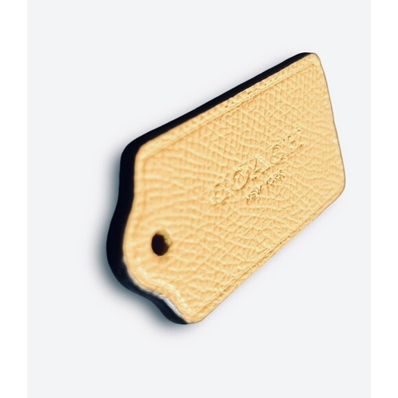 Coach 2.25”  Leather Mustard Yellow Fob Hangtag Rare Color MINT - Picture 2 of 6